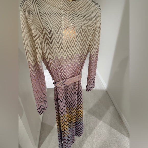NWT Missoni Zig Zag lilac and Pink Ombre Long Belted Wool Cardigan - Picture 4 of 10